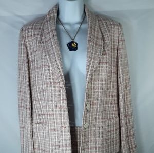 2 Piece Suit skirt and blazer Pink and Brown sz 4